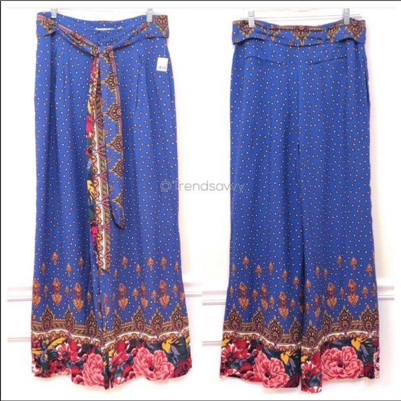 ANTHROPOLOGIE Floral Wide Leg Trouser Pants Sz 12 - Picture 3 of 8